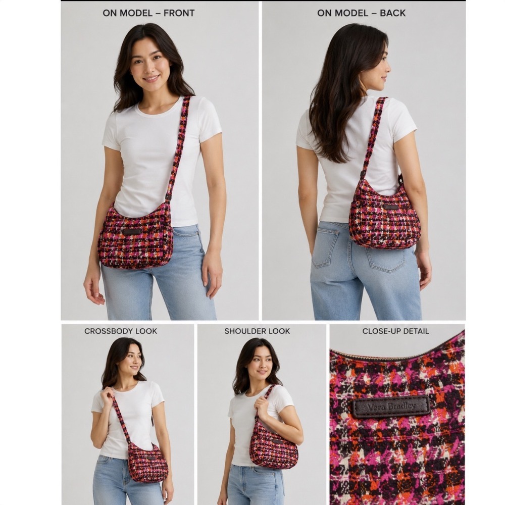 Vera Bradley Carson Quilted Crossbody Shoulder Bag Adjustable Strap‎ Multi Zip